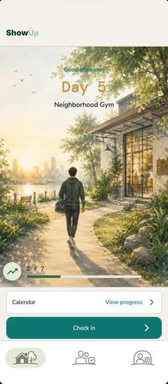 ShowUp Android app home screen